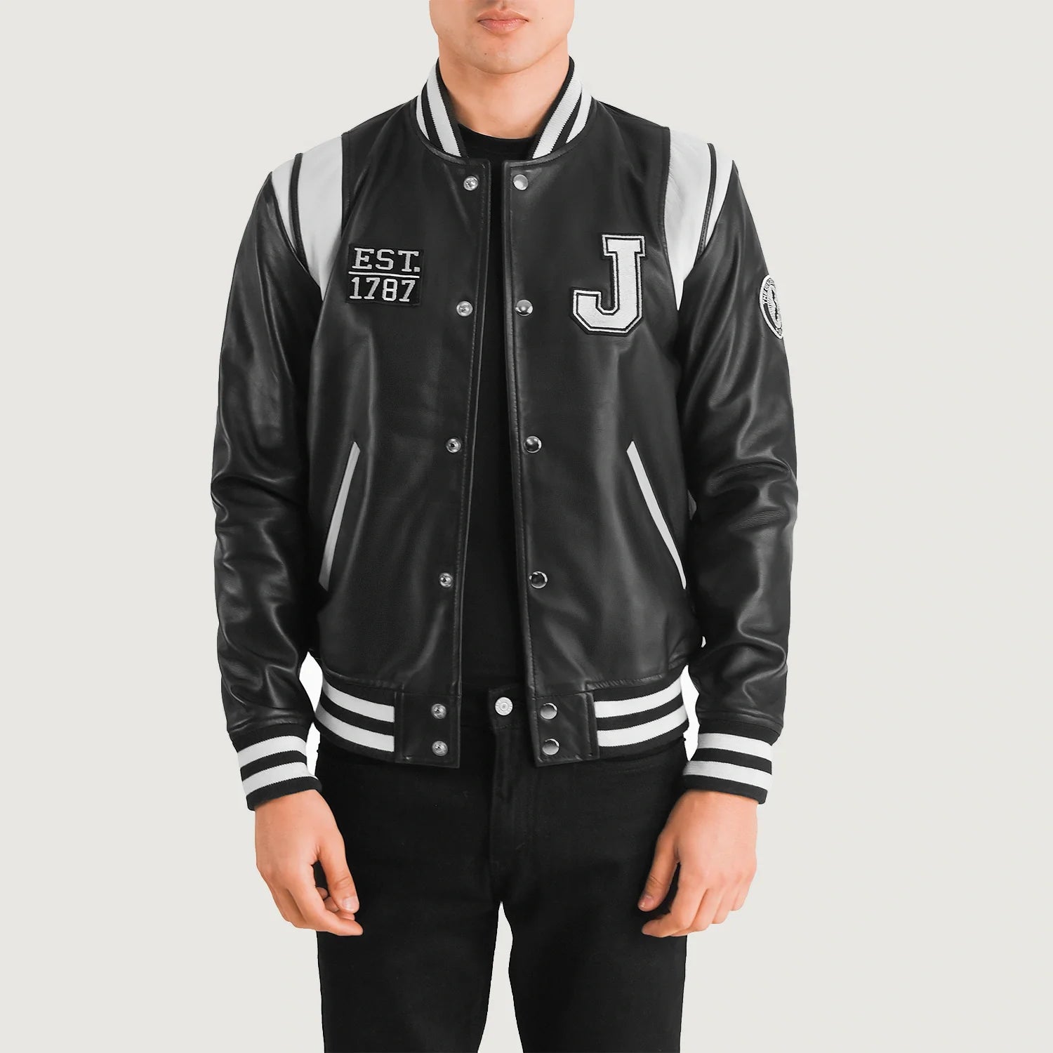 Leather jersey jacket deals