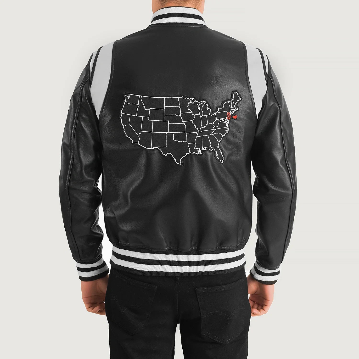 Liberte New Jersey Black Leather Varsity Jacket For Men The Jacket Maker