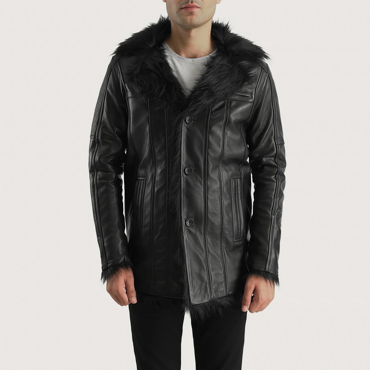 Black winter coat men discount
