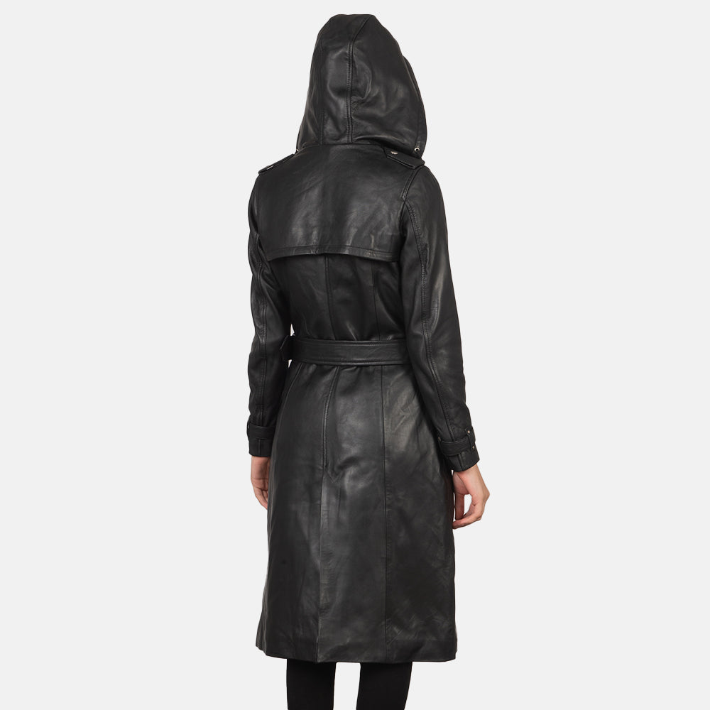 Long black hooded coat womens deals